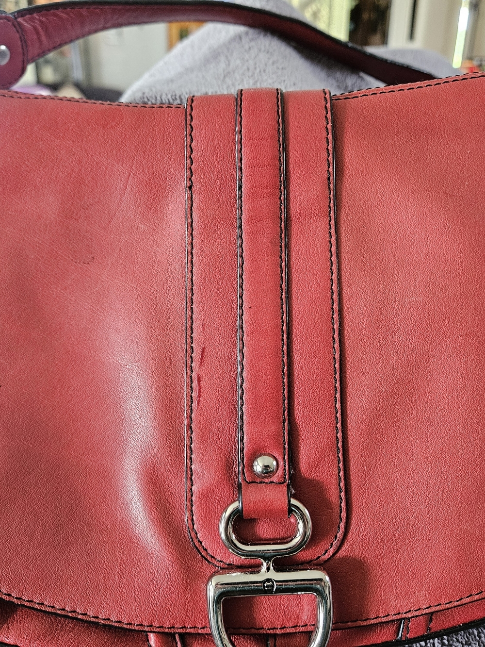 Red Leather Women's Shoulder Bag